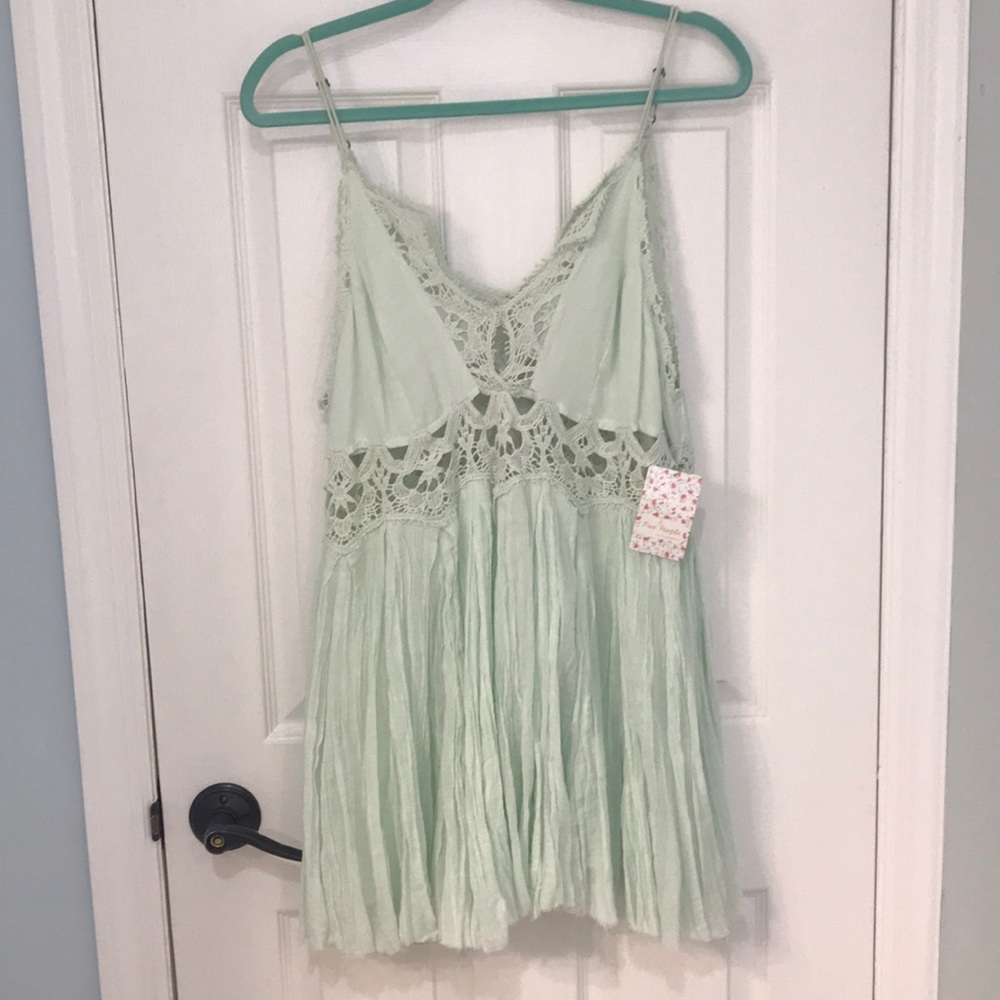 Free People Ilektra Lace Minidress Large Mint NWT